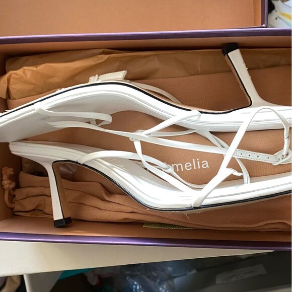 Studio Amelia Crossfront 70 Heels shoes white strappy wedding party Revolve 9 - Picture 10 of 16